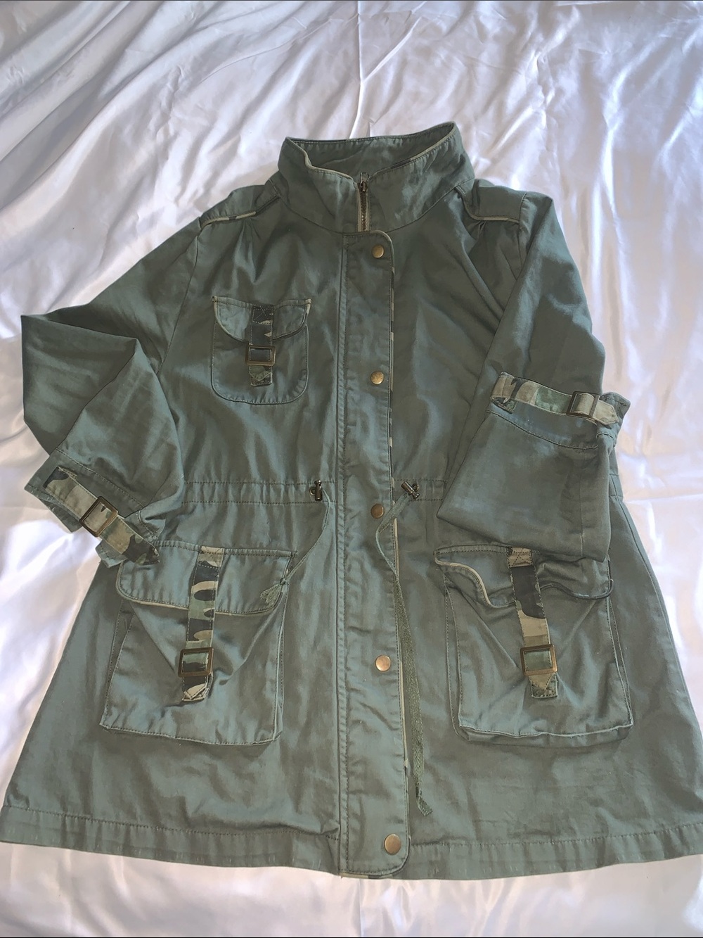 QED LONDON Womens 3/4 length Cotton Jacket Military Style Size 16